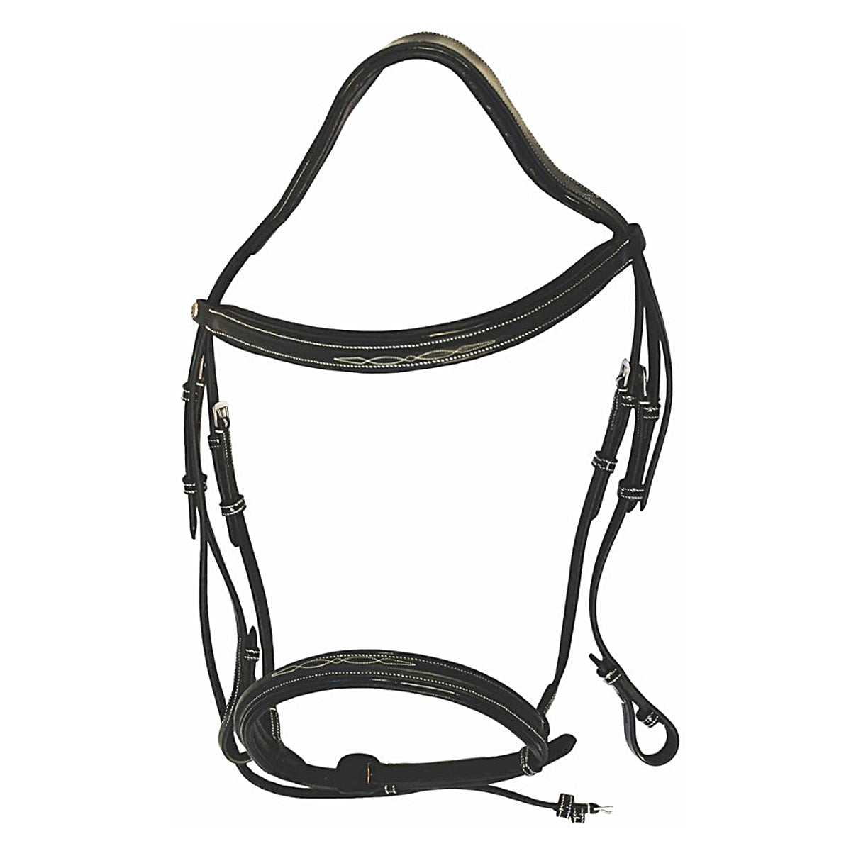 HDR Pro Mono Crown Fancy Bridle with Patent Leather Piping and Laced Reins