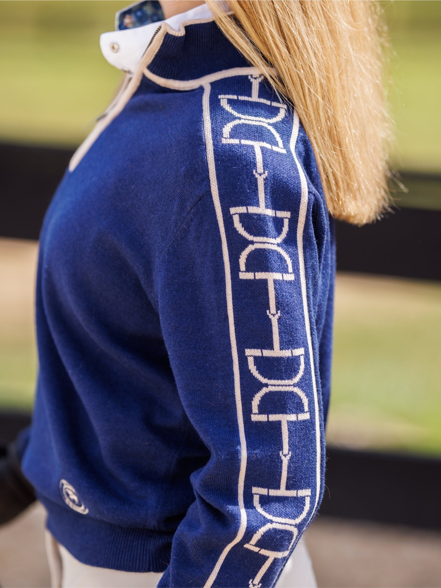 Essex Classics Polished Bit Quarter Zip Sweater - Navy