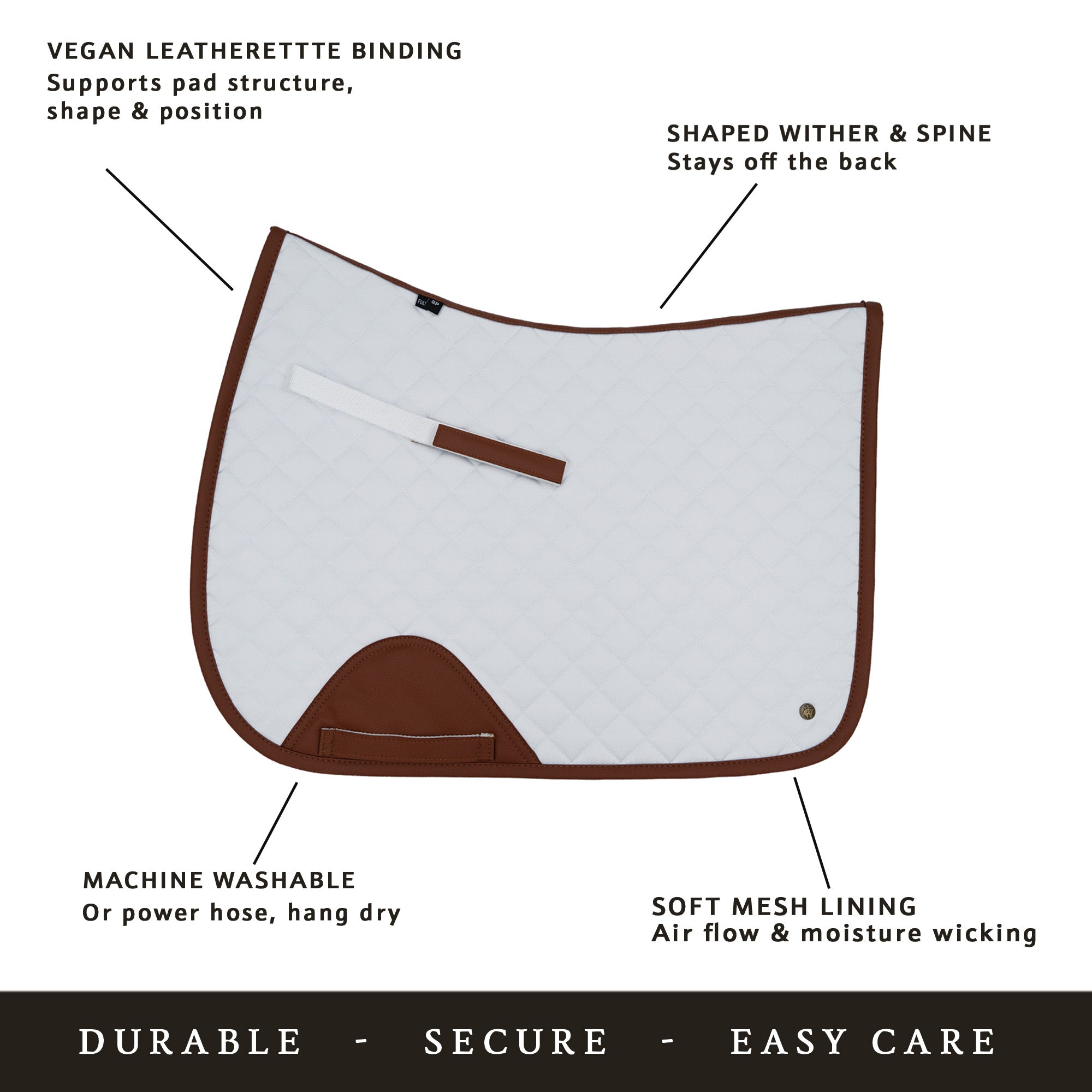 Sixteen Cypress Dressage Pad, Pearl & Cognac