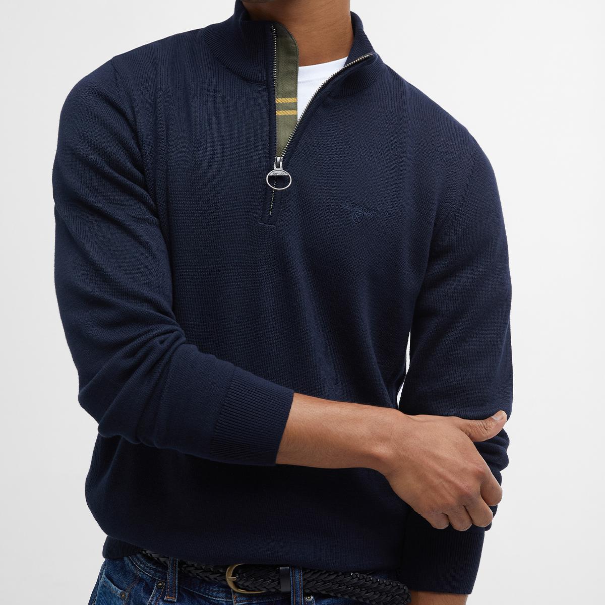 Barbour Men's Cotton Half Zip Knitted Jumper