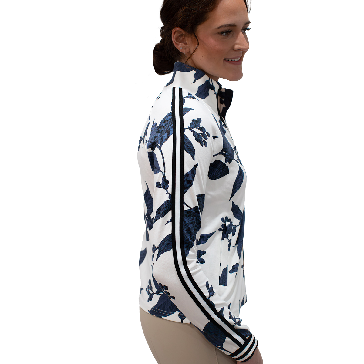 Kastel Long Sleeve Full Zip Lithograph Leaf Track Jacket With Trim