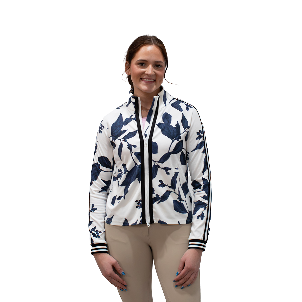 Kastel Long Sleeve Full Zip Lithograph Leaf Track Jacket With Trim