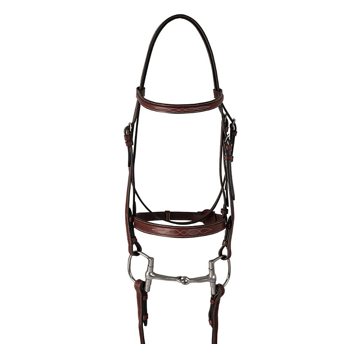 Huntley Equestrian Classic Fancy Stitched Schooling Hunter Bridle with Reins
