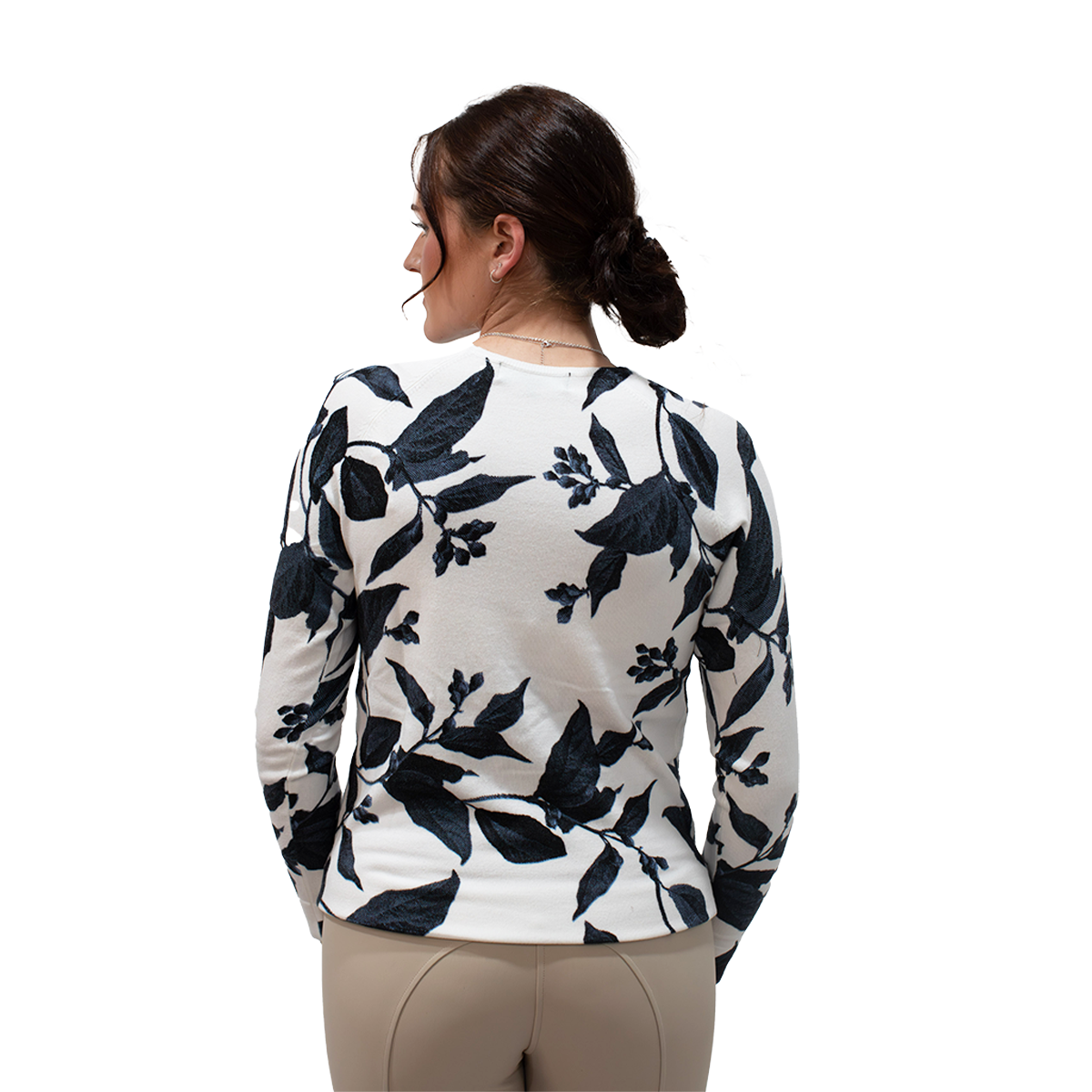 Kastel Long Sleeve Lithograph Leaf Crewneck Sweater