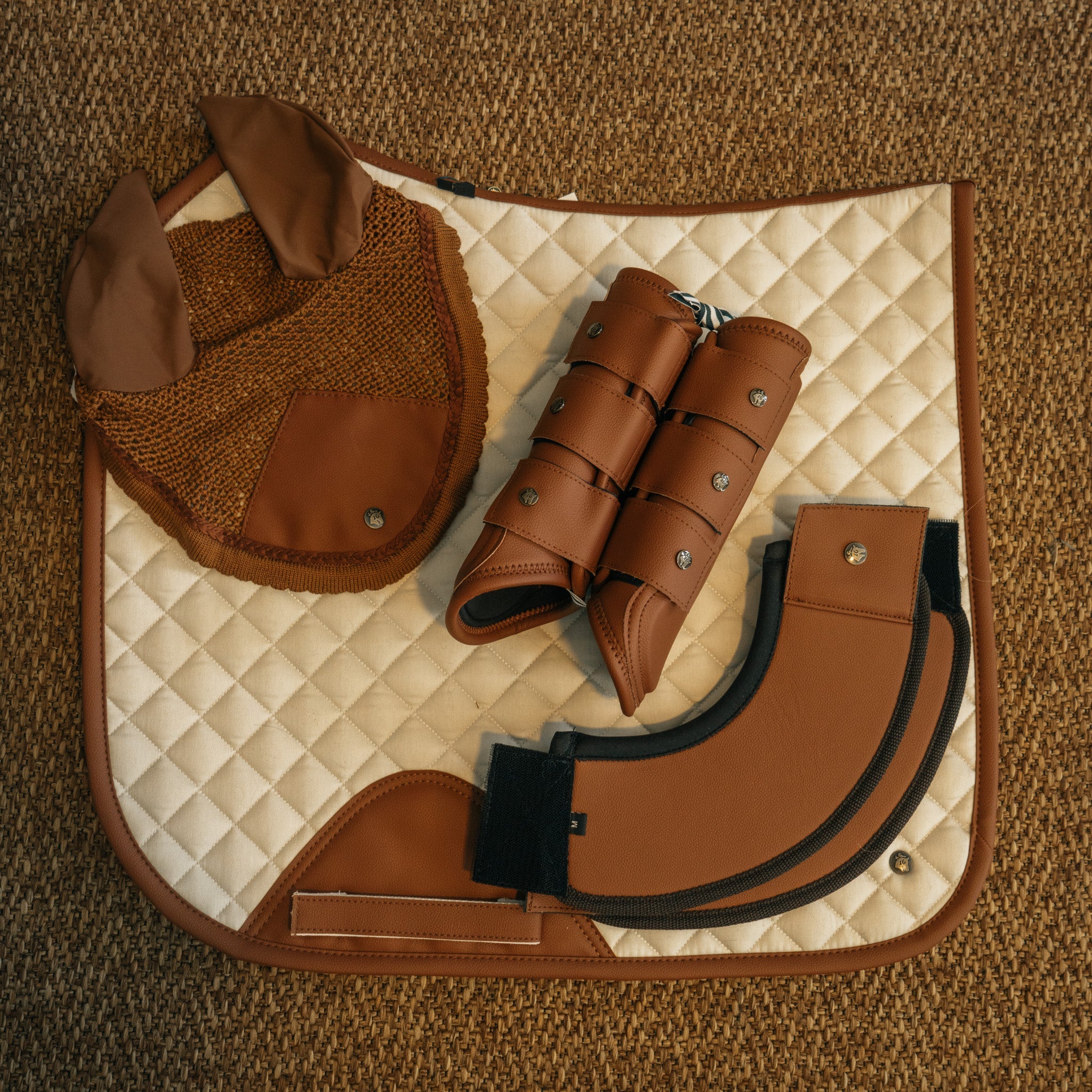 Sixteen Cypress  Dressage Pad, Pearl & Cognac